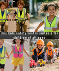 Two kids biking and smiling in Top Shelf Kids Construction Vest Built Different For Street Ready Safety Featuring Heavy Duty 3M Reflective Strips Hitting Every Ansi Rule In Bold Yellow Polyester Keeps Your Little Crew Safe And Cool Daily.