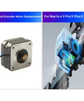 Front view of Nema 17 stepper motor for Neptune3 Pro extruder with brass gear and wired connector