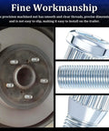 Six Pack Trailer Wheel Studs One Half Inch Twenty UNF Lug Bolts Two Point Two Inch Over Length Galvanized shown on hub