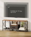Reliable Industrial TV Console With Fabric Drawer And Open Storage Rack For 50 To 55 Inch Screens showcasing 55" compatible size.