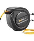 Retractable Three Eighths Inch 50 Ft Flex Hybrid Air Hose Reel With Quick Connect 6 Ft Lead In Mounted 180 Degree Swivel Beefy Durable Air Compressor