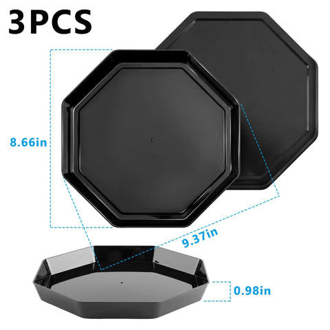 Octagonal Stepping Stone Mold Set, Easy To Use 3 Reusable Plastic Concrete Molds For DIY Walkways, Garden Paths, Lawn And Yard Decor, Create Durable Black Octagon Stepping Stones For Custom Pathway Design, showing three black molds.
