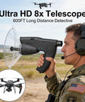 Person holding Parabolic Listening Kit With Bionic Ear And 8x Monocular, Kid Friendly Hearing Gear for outdoor exploration.