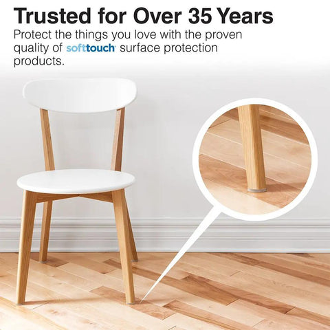 3 Inch Round Reusable Felt Furniture Sliders For Hard Floors on a chair leg, protecting hardwood surface, viewed installed.