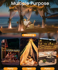 64ft 100 LED Crystal Globe Solar String Lights Outdoor Waterproof With 8 Lighting Modes For Patio Garden Yard Wedding Porch Tree Easter Warm White Party Ready used in wedding, party, patio setting.