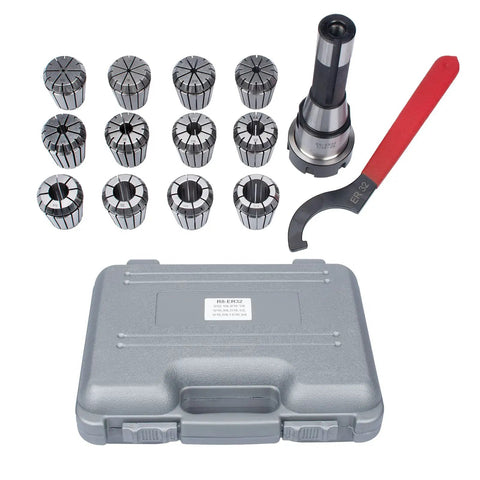 R8 Taper ER32 Collet Set Kit With 12 Collets, Collet Holder Chuck, Top-Notch Precision 0.0004 Inch Accuracy, and case