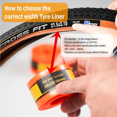 Self Adhesive Bike Tire Liners Puncture Proof Shield installation guide for correct width selection with 275x210 tire