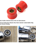 Built Tough Four Piece Rear Shock Absorbing Suspension Bushings Kit 10mm Rubber Vibration Dampeners In Fiery Red close-up of rubber bushing
