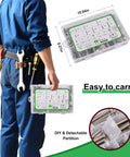 Person holding All In One 260 Piece Metric Hex Bolt And Nut Set M6 M8 M10 In 304 Stainless Steel with Case, DIY partition visible