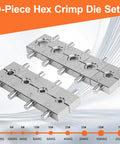 9-piece hex crimp die set for Beefed Up Hydraulic Crimping Tool Kit With 9 Dies For Battery Cables And Wire 12 AWG To 2/0 AWG
