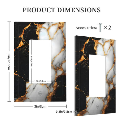 Dimensions of Fresh Black Gold Marble Decorative Outlet Covers And Single GFCI Switch Plates One Gang Rocker Wall Accents