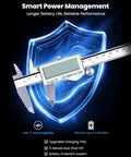 HARDELL Digital Caliper, 6" Rechargeable Calipers with Large LCD Screen showing smart power management features.