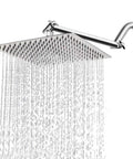 High Pressure Stainless Square Rain Shower Head With Arm Delivers Full Body Coverage And Soothing Waterfall, 12 Inch Chrome Finish