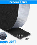 Close-up of 2 Inch By 33 Foot Outdoor Pipe Insulation Wrap Self Adhering Foam Tape For Winter Freeze Protection, showing dimensions