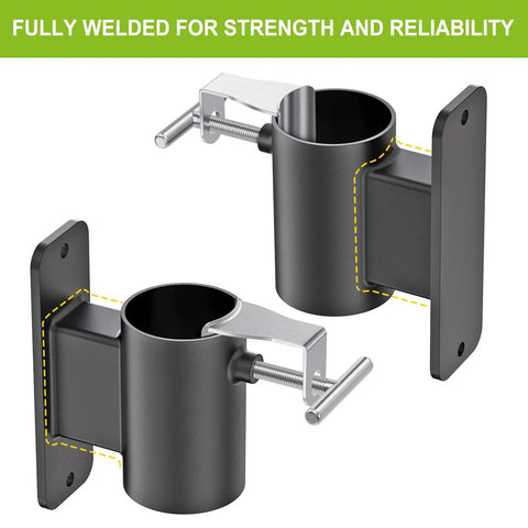 Go-To Heavy Duty Deck Rail Umbrella Holder for 1 to 2 Inch Poles, black metal flat mount design, secure railing clamp