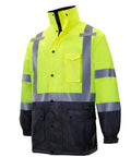 Hi Vis Yellow Waterproof Safety Parka With Reflective Stripes, ANSI Class 3 Type R Insulated Work Jacket For Roadway Construction