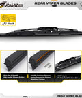 No Sweat Ten Inch Rear Wiper Blade Slick Streak Free Smooth Operator Oem Replacement showing J/U hook and silicone rubber design.