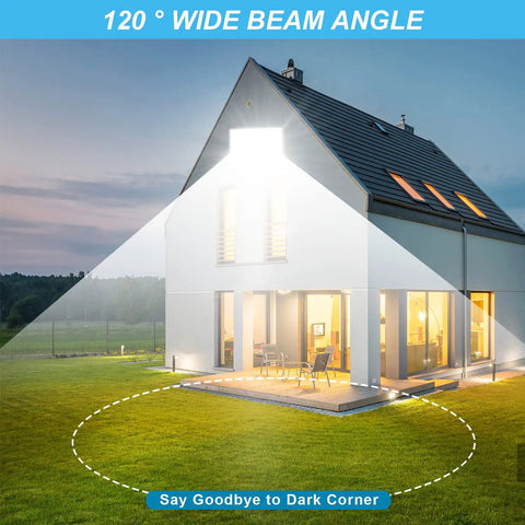 Beefy 300W LED Flood Light Twin Pack With 30000lm Stadium Style Daylight 7000K IP67 Waterproof Security Lighting a House Outdoors