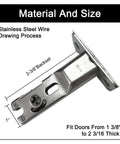 Hidden Pocket Door Lock With Key, Privacy Door Hardware For Bathroom And Bedroom, Recessed Two Sided Lockset, 2 3/8 Backset, Fits 1 3/8 To 2 3/16 Inch Thick Doors, Black Finish, Invisible Hardware, showing dimensions and stainless steel wire drawing process.