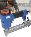 Kickass 20 Gauge Pneumatic Brad Nailer For 10 To 22 Millimeter Nails Lightweight Pro Finish Tool with rubber grip and aluminum frame.