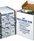 252 Piece Polypropylene Strapping Kit With 3000 Foot Black Coil And Half Inch Width Includes Metal Buckles Hand Tensioner And Cutter Tool shown in box.