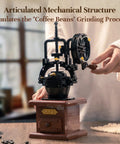 Vintage Hand Crank Coffee Grinder Building Blocks Set With Moving Gears And Hidden Mini Coffee Shop Scene For Desk Decor