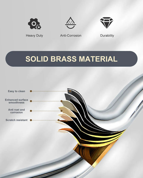 Chrome Bridge Kitchen Faucet With 8 Inch Centerset Solid Brass Construction features showing durability, anti-corrosion layers.