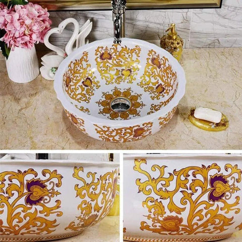 Slick White Ceramic Vessel Sink For Above Counter Bathroom Vanity With Top Shelf Glossy Glaze And Dead Simple Cleanup Round Art Bowl Shape Durable Porcelain decorative design