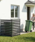 Outdoor Louvered AC Fence Screen Two Panels Privacy Screen For Hiding Air Conditioner Unit And Trash Cans, metal, side view