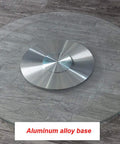 Top view of Heavy Duty Lazy Susan Turntable with 360 Degree Smooth Rotation, large glass top, aluminum base, and effortless serving.