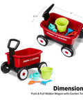 Push And Pull Walker Wagon With Garden Tools For Kids One To Four Years Old Locking Handle For Stability
