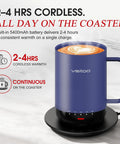 Smart Self Heating Coffee Mug With Advanced Temperature Control And AI Auto Warm Tech Keeps Your Morning Joe Piping Hot In A Sleek 16 Oz Insulated Travel Cup Designed For Office Use Or Commutes Smooth Sips Without The Cold Brew Hassle on a charging coaster.