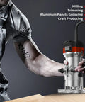 Powerful Wood Router Tool For Home Shop Pros 1.25HP Handheld Corded Palm Router with 6 Variable Speeds in action