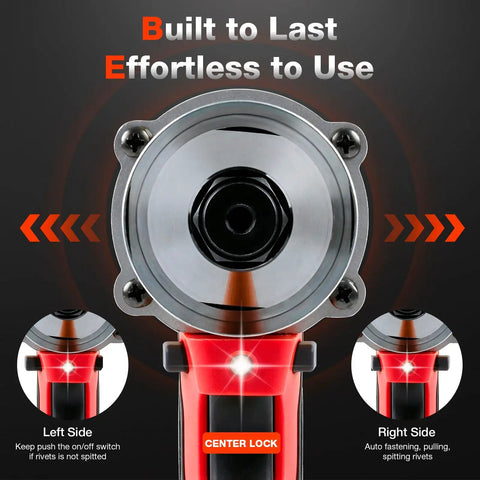 Close-up view of the Cordless Rivet Gun For Milwaukee 18V Battery Tool Only With Brushless Performance mechanism detail