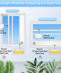 Diagram of weather stripping for Portable Window AC Seal Kit With 5.9 Inch Hose Adapter, showing vertical and horizontal installation.