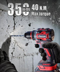 Brushless 20V Cordless Drill Driver Kit With 2.0Ah Battery And Charger, 3/8 Inch Metal Chuck, drilling into concrete
