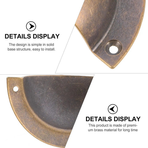 Detailed view of Antique Brass Cabinet Handle Set 2 Pack Shell Drawer Pulls for Kitchen Cabinets Wardrobes and Furniture Replacement Hardware Accessory with Retro Look and An Easy Install Durable Metal Hardware That Delivers Classic Style and Solid Grip.