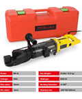 PEResQ Electric Rebar Bender 5/8 Inch Hydraulic Portable Bending Machine 1200W 120V with red case, black and yellow design.