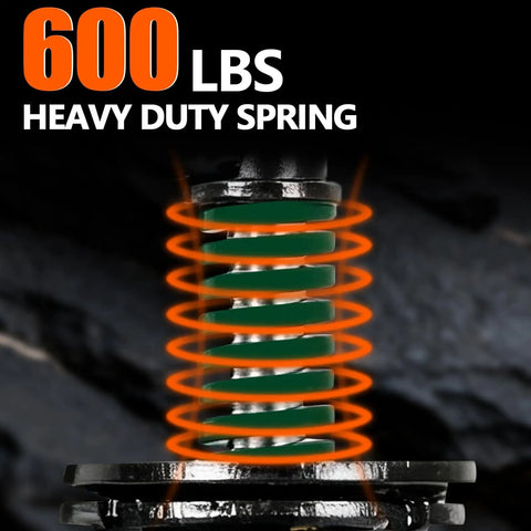 Close-up of 600 lb capacity heavy duty spring in 8 Inch Fence Gate Wheels Beefy 800 Lb Capacity Heavy Duty Gate Caster With Cushioned Spring Suspension 360 Degree Swivel For Metal Or Wood Swing Gates 2 Pack