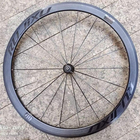 Road Bike Wheel Set 700C 40mm Double Wall Rims With Carbon Cassette Hub And V Brake 8 To 11 Speed Front 2 Rear 5 Purple Finish