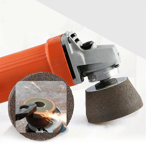 Heavy Duty Emery Buffing Wheel For Tile Granite Stone Marble Ceramic Carving And Polishing With Thickened Abrasive Sanding Disc Angle Grinder Tool Super Durable And High Performance 100 Grit on an angle grinder.