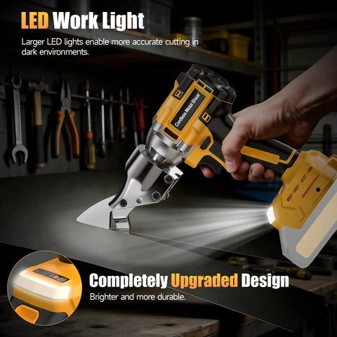 Cordless Metal Shear For Dewalt 20V Max Batteries, Brushless Electric Sheet Metal Cutter Tool Only shown cutting sheet metal