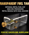 360ML RC Fuel Tank For Gas Airplanes Transparent Plastic Fuel Bottle shown with metal cap and nozzle