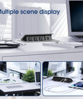 Desktop Pop Up Outlet With 2 USB Ports And 3 Outlets, Silver Finish, on desk with laptop, clutter-free workspace
