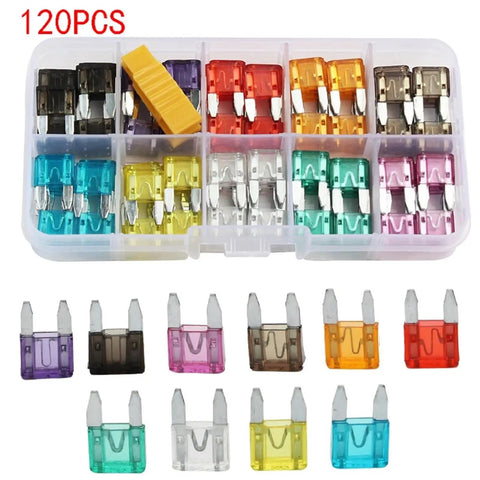 Car Blade Fuse Kit 1000 Pieces Set For Auto And Truck Premium Blade Fuses in assorted colors with a clear plastic case.