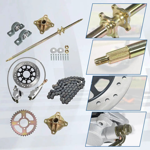 44in/1120mm Quad Go Kart Rear Live Axle Kit With Sprocket, Brake, And Wheel Hub Replacement For ATV Quad Go Karts