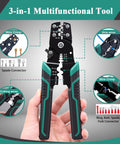 Rugged No Sweat 1740 Piece Heat Shrink Wire Connector Kit With Smooth Crimping Tool For AWG 22 To 10 Electrical Wiring multi-tool for crimping, stripping, and cutting wires.