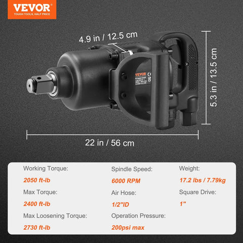 1 Inch Air Impact Wrench With Up To 2730 Ft-Lbs Breakaway Torque Beastly Lightweight Pneumatic Impact Gun With Two Handles