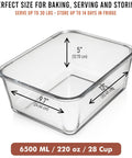 Mega Sized Glass Food Storage Container With Airtight Locking Lid 6500 Ml 28 Cup Capacity dimensions illustration