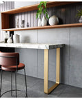 Heavy Duty Solid Steel Table Legs With Elegant Arc Shape And Glossy Silver Coating, No Sweat Cleaning Anti Slip Mounts For Kitchen Or Bathroom Fixes In 70X70CM, Hella Sturdy Supports with a marble table and metal chairs